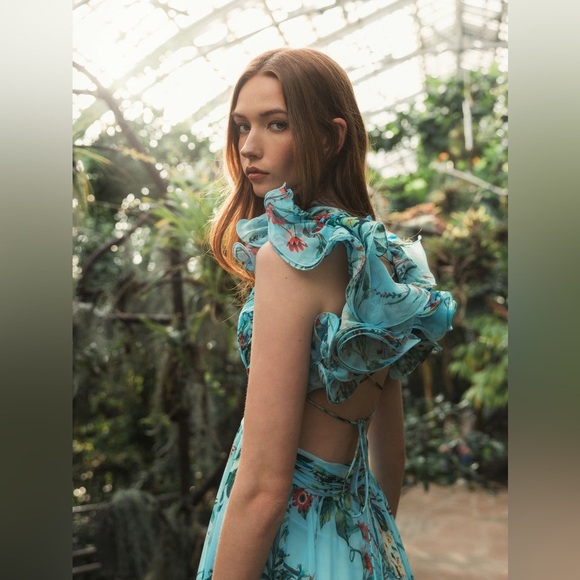 MAC DUGGAL
Indy A-Line Ruffled Back-Lace Chiffon Gown - Picture 4 of 17